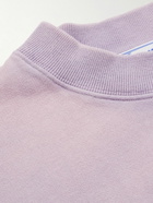 Off-White - Logo-Embroidered Bleached Cotton-Jersey Sweatshirt - Purple