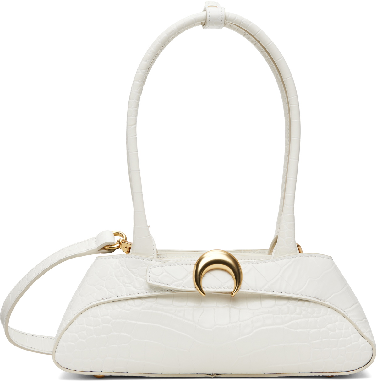 Marine Serre White Croco Embossed Leather Aurora Mini Bag