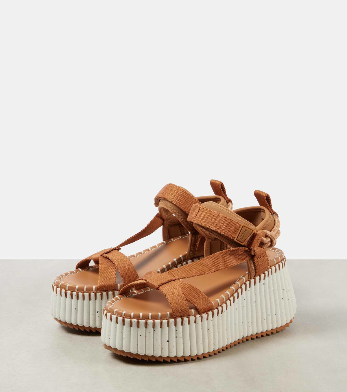 【Chloe】Nama 80 leather platform sandals（送料込み） CHLOÉ Nama leather platform sandals | NET-A-PORTER