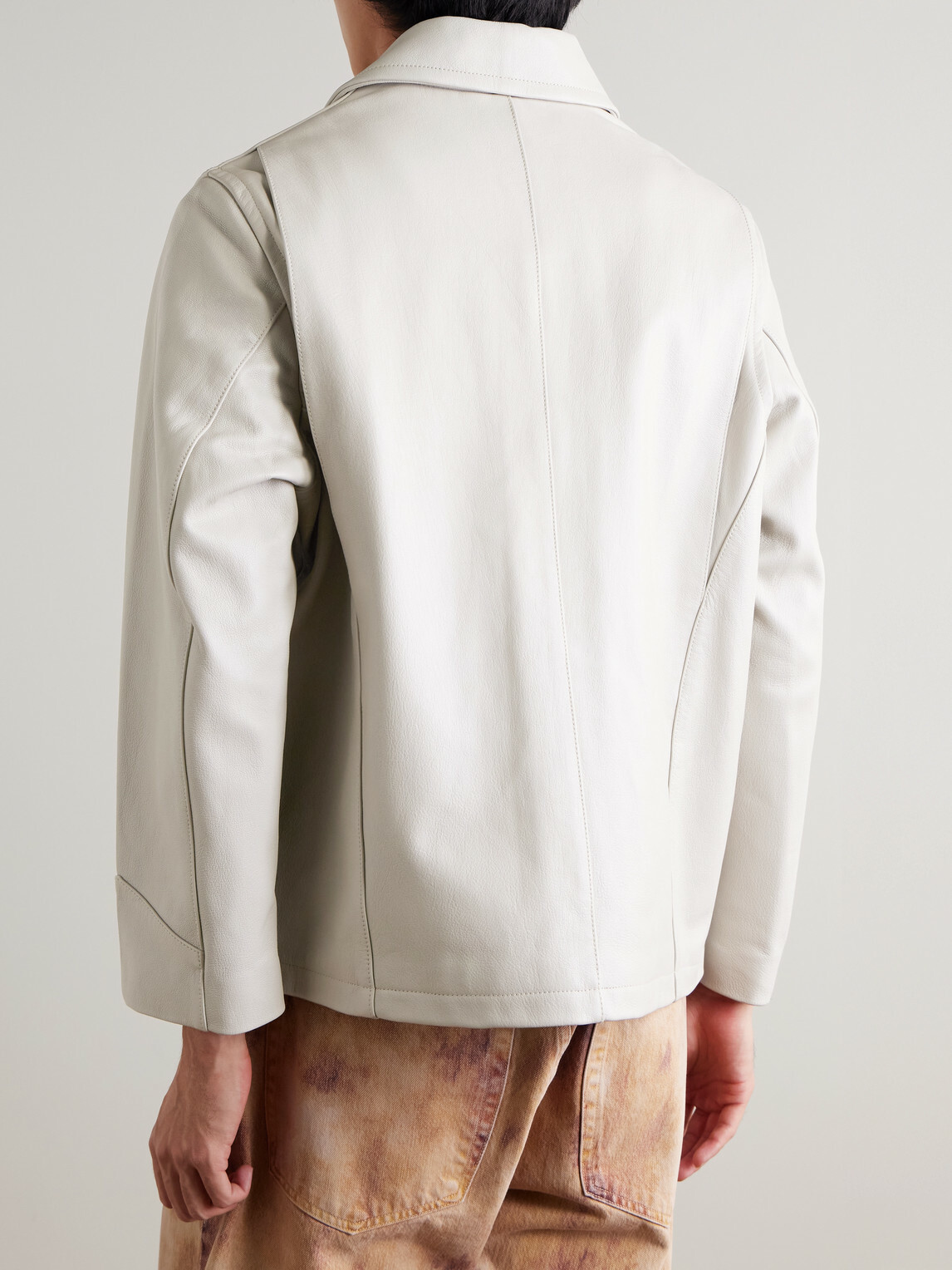 AGOLDE - Chadwick Full-Grain Leather Jacket - Neutrals