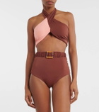 Johanna Ortiz Belted high-rise bikini bottoms