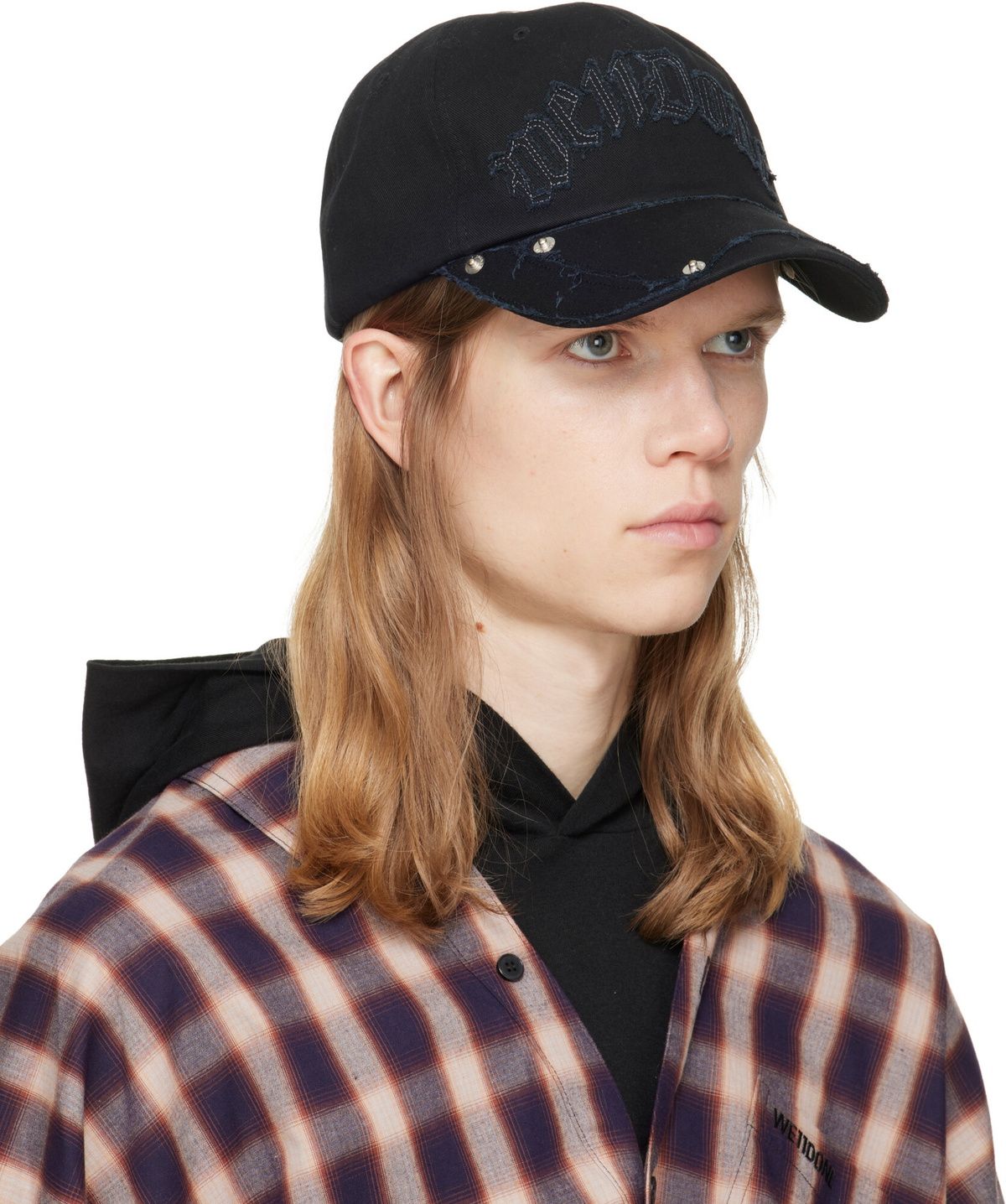 We11done Black Gothic Logo Vintage Baseball Cap