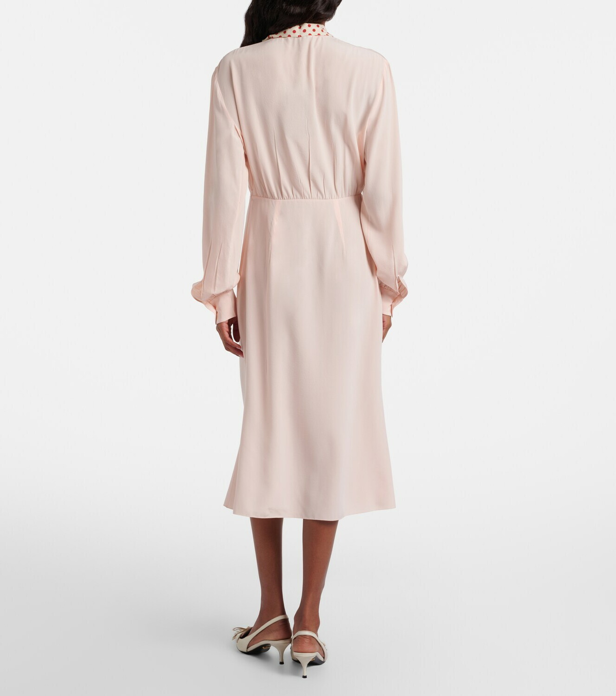 Prada Belted polka-dot silk midi dress