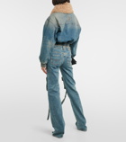 Blumarine Faux fur-trimmed denim jacket