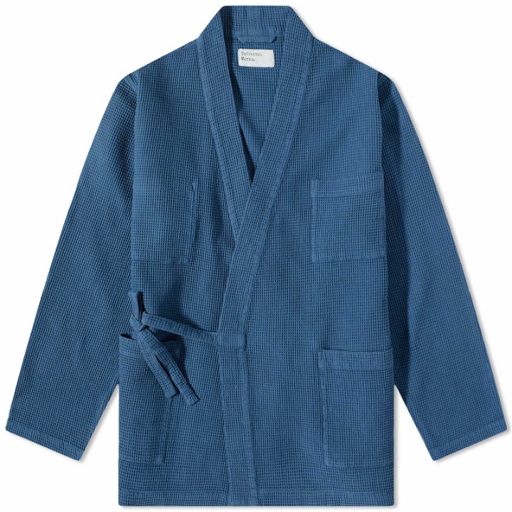 Photo: Universal Works Men's Japanese Waffle Kyoto Work Jacket in Faded Blue