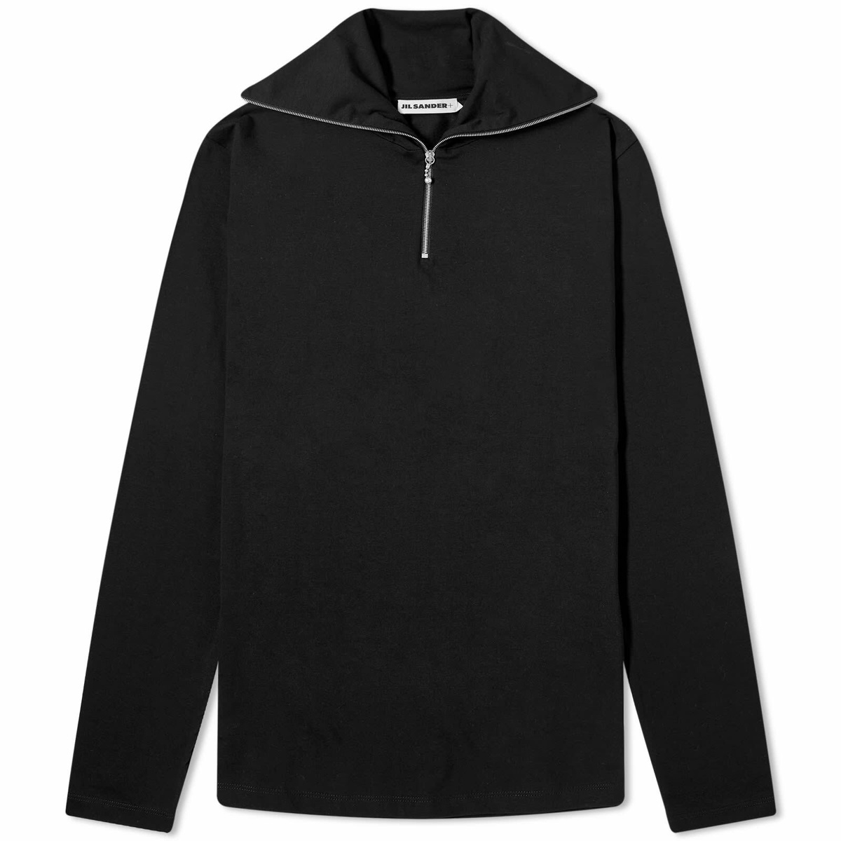 Jil Sander Men's Plus Long Sleeve Zip Collar T-Shirt in Black