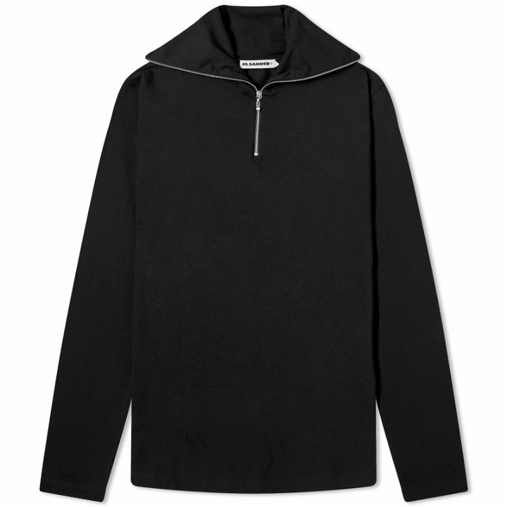 Photo: Jil Sander Men's Plus Long Sleeve Zip Collar T-Shirt in Black