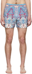 Etro Blue Paisley Costume Swim Shorts