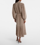 Valentino Striped tie-neck silk midi dress
