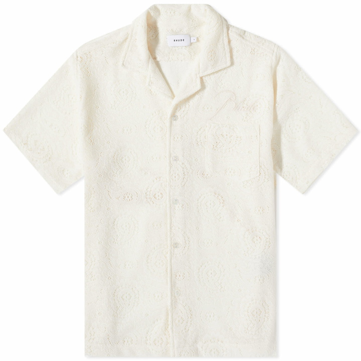 Photo: Rhude Men's Ajor Lace Vacation Shirt in Creme