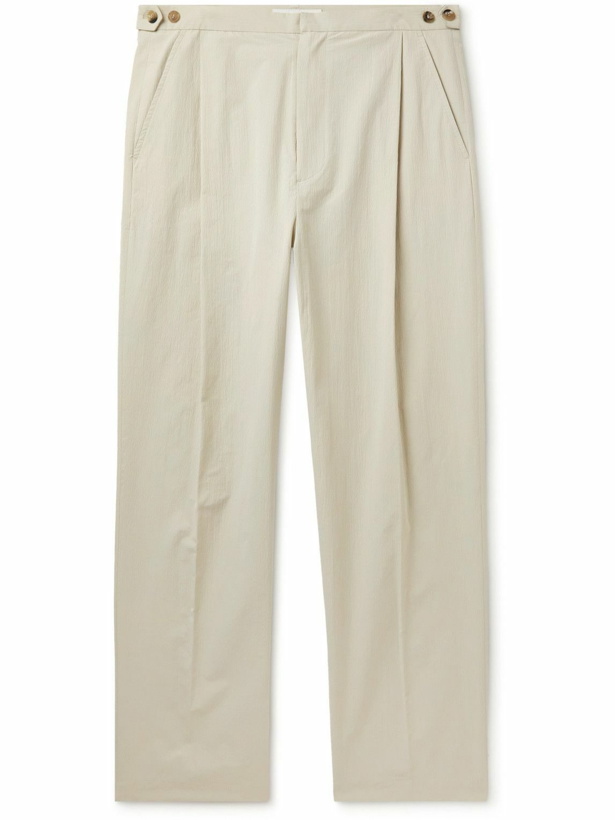Photo: LE 17 SEPTEMBRE - Tapered Pleated Crinkled-Shell Trousers - Neutrals
