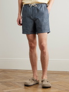 NN07 - Gregor 10056 Straight-Leg Cotton-Chambray Drawstring Shorts - Blue