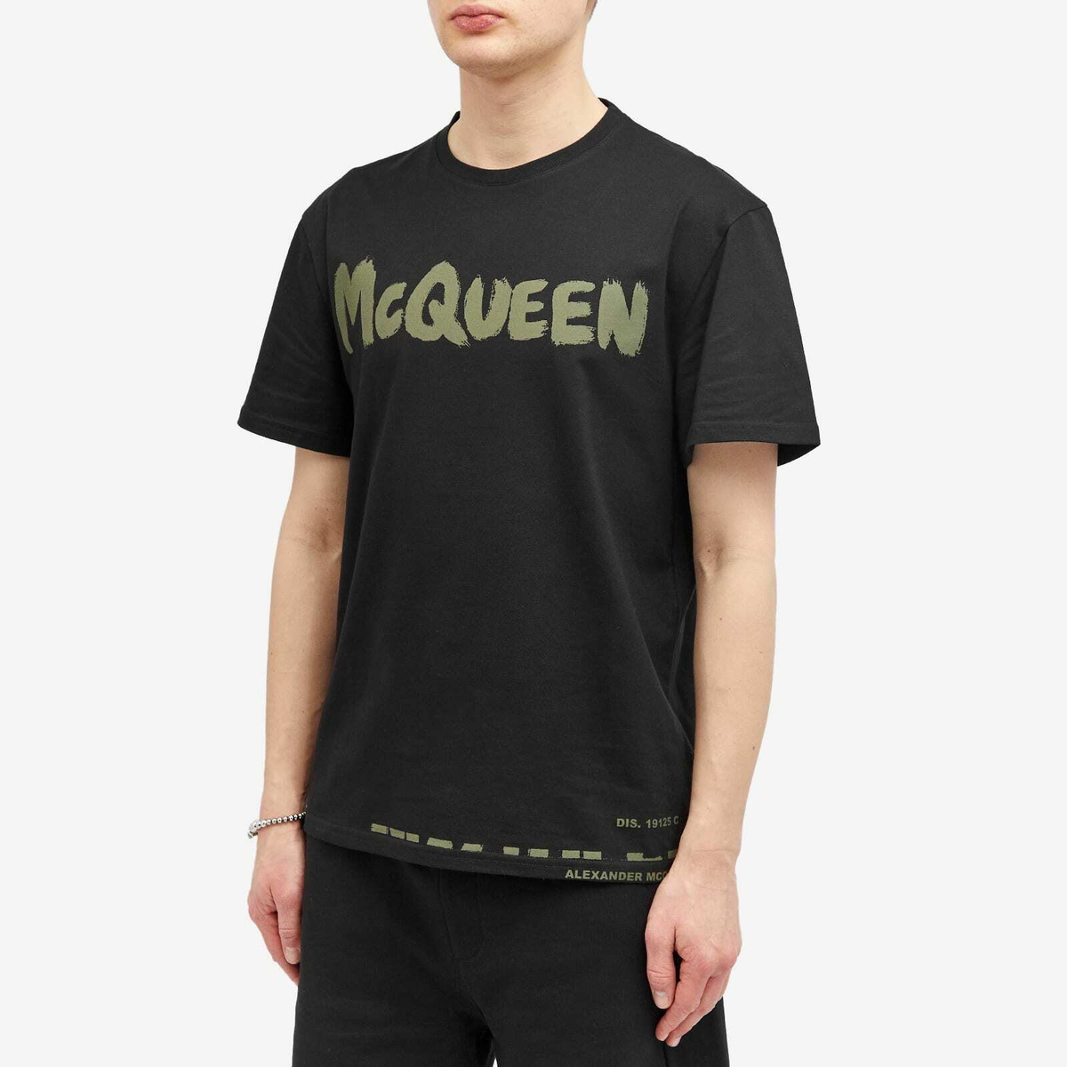 ★alexander mcqueen★ Graffiti McQueen T-Shirt Black Khaki 6 Alexander McQueen Men's Graffiti Logo T-Shirt in Black/Khaki