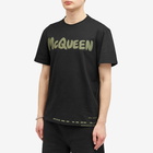 Alexander McQueen Men's Graffiti Logo T-Shirt in Black/Khaki