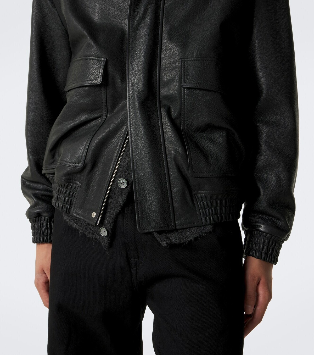 Arma Bari teddy-trimmed leather blouson jacket