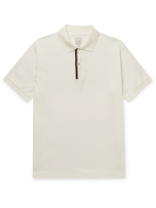 Photo: Paul Smith - Striped Cotton-Piqué Polo Shirt - Neutrals