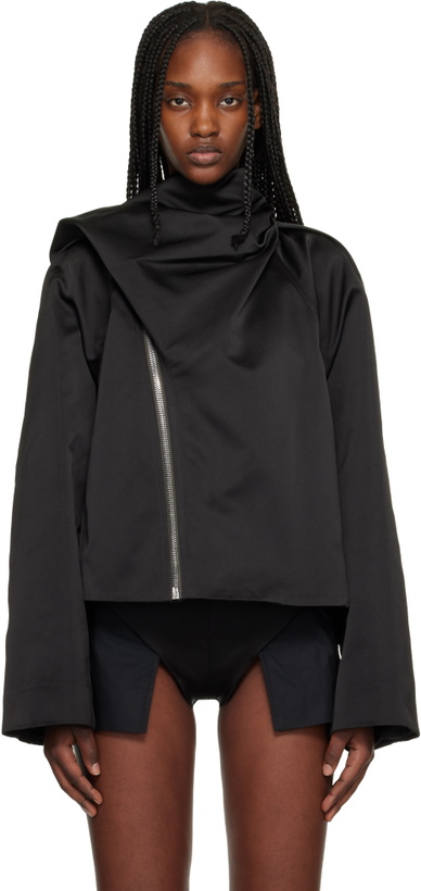 Photo: Rick Owens Black Temple Cropped Scarf Flight Jacket