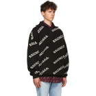 Balenciaga Black and White All Over Logo Zip Turtleneck