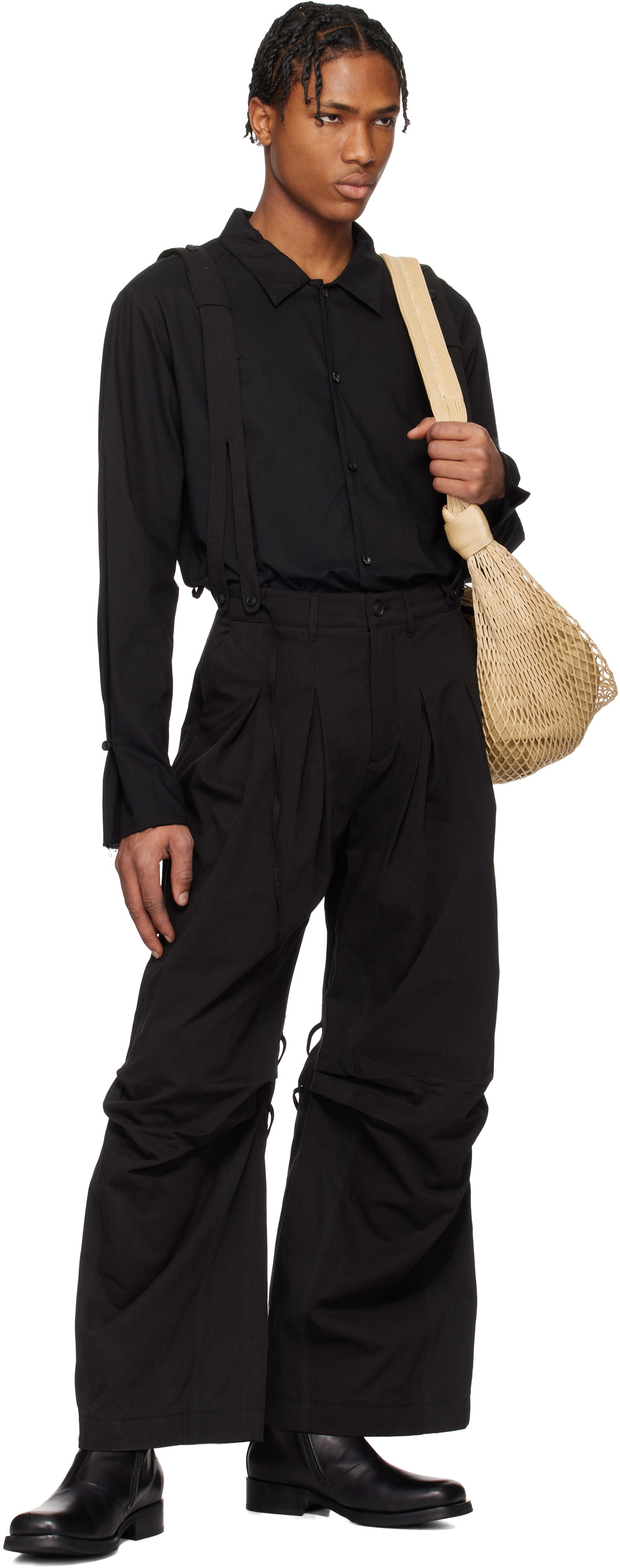 Professor.E Black Parachute Worker Trousers