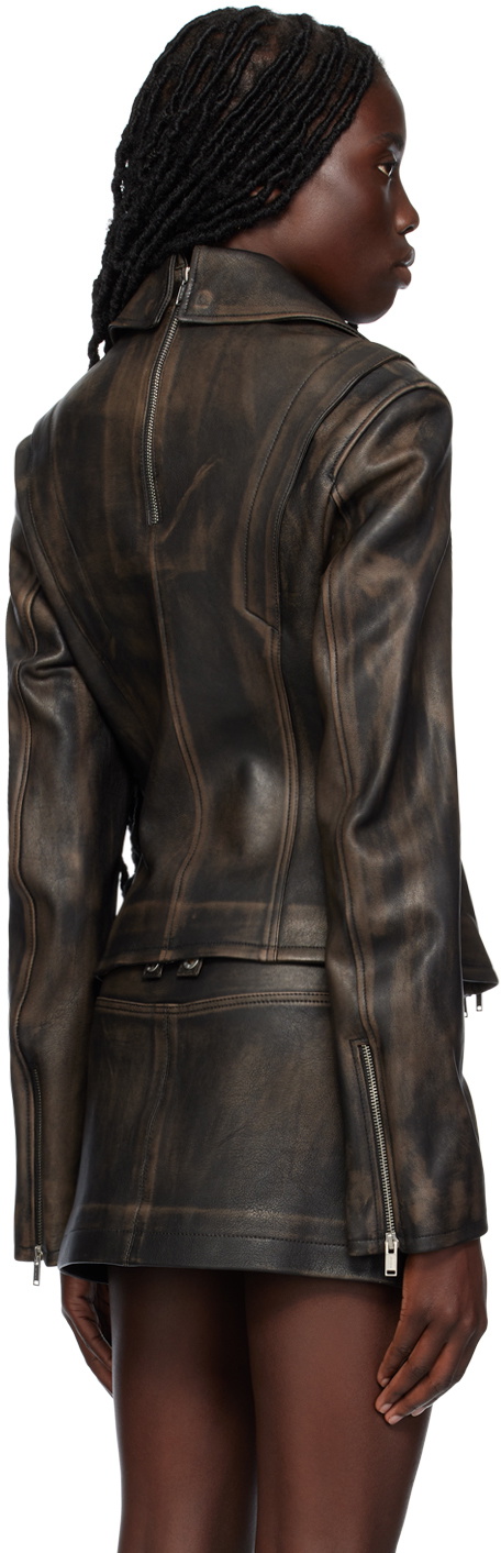 Dion Lee Black Off-The-Shoulder Leather Jacket Dion Lee