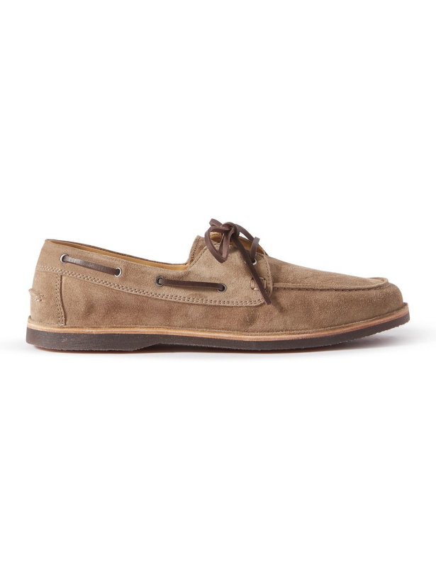 Photo: Brunello Cucinelli - Suede Boat Shoes - Brown