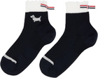 Thom Browne Black Pointelle Stitch Hector Crew Socks