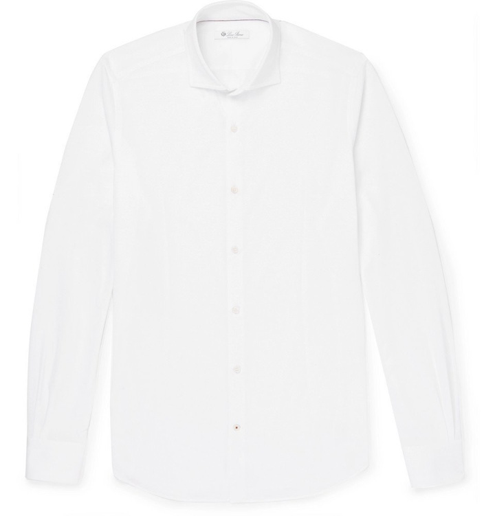 Photo: Loro Piana - Andrew Slim-Fit Cutaway-Collar Cotton-Piqué Shirt - Men - White