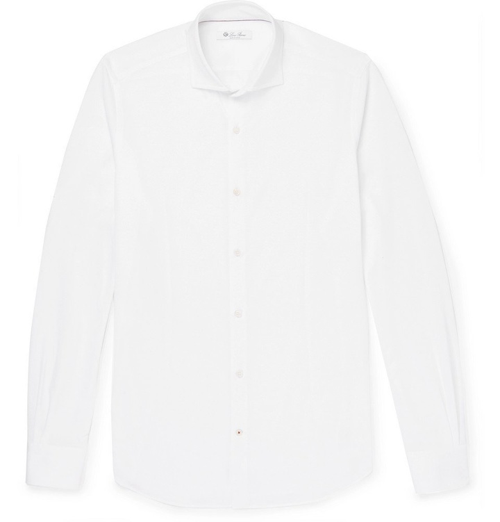 Photo: Loro Piana - Andrew Slim-Fit Cutaway-Collar Cotton-Piqué Shirt - Men - White