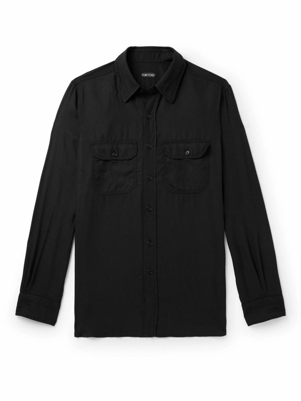 Photo: TOM FORD - Cutaway-Collar Twill Shirt - Black