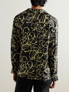 Officine Générale - Eren Camp-Collar Printed SIlk-Twill Shirt - Black