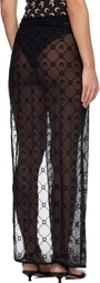 Marine Serre Black Moonogram Meshflock Cover-Up Skirt