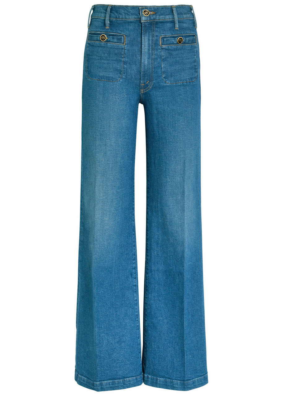 Mother Stasher Hustler Roller Wide-leg Jeans Blue