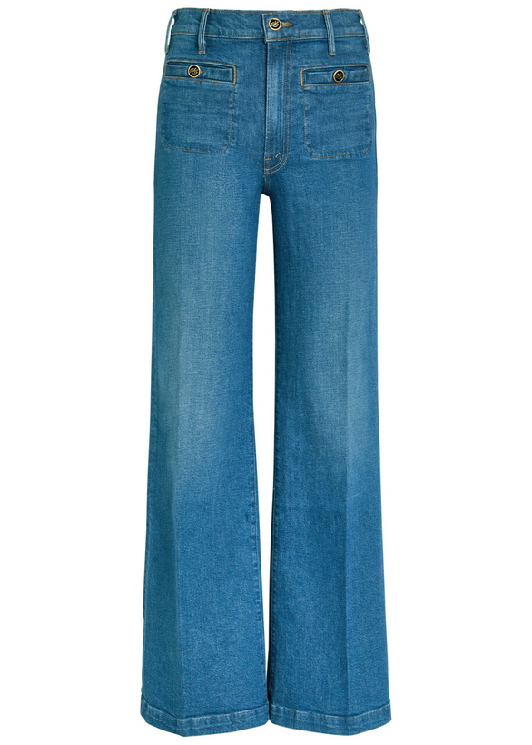 Photo: Mother Stasher Hustler Roller Wide-leg Jeans Blue
