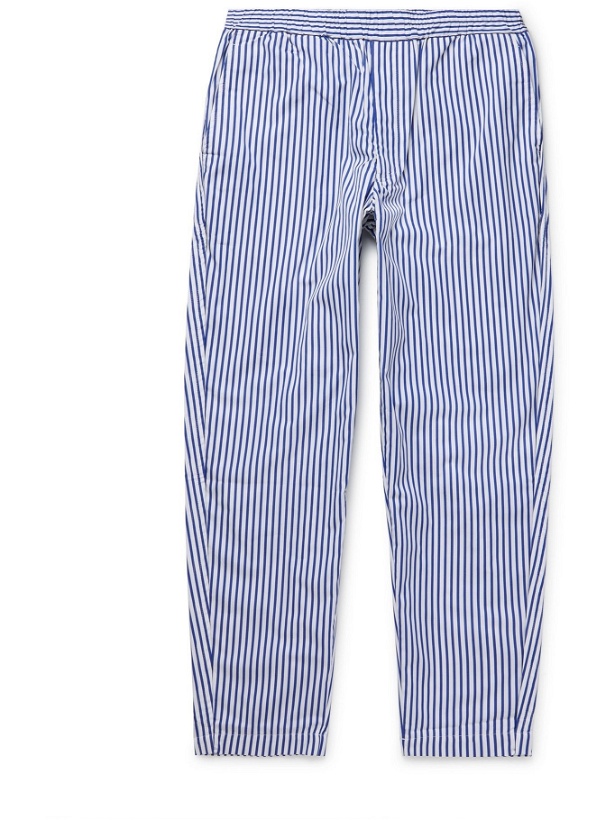 Photo: COMME DES GARÇONS SHIRT - Striped Cotton-Poplin Trousers - Blue