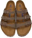 Birkenstock Brown Birkibuc Soft Footbed Florida Sandals