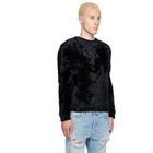 Marine Serre Black Wild Fluffy Knit Crewneck Sweater