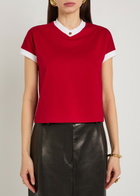 Versace Vintage Cropped Stretch-cotton T-shirt Red