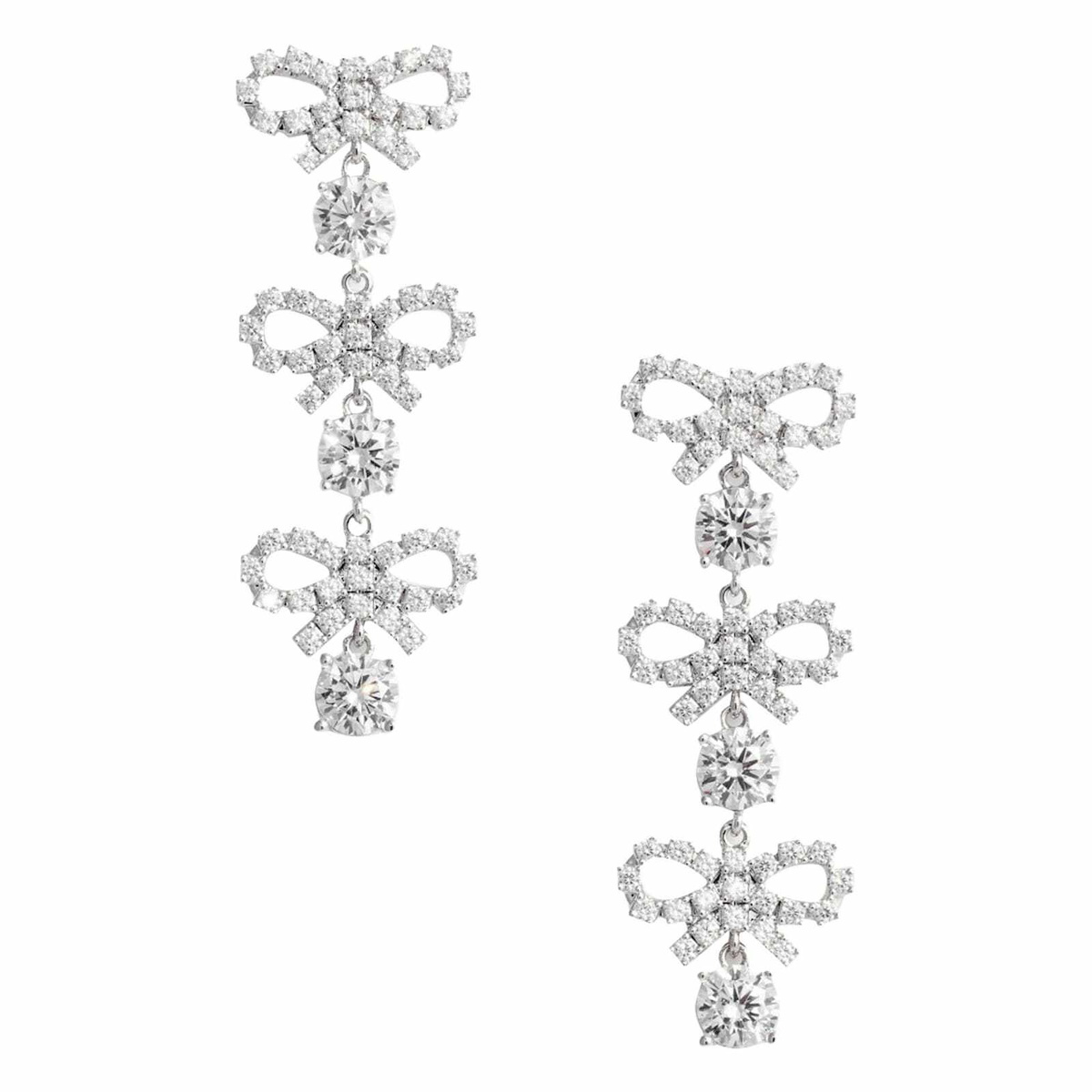 Self Portrait Women Micro Bow Pearl Tiered Earrings main image 0