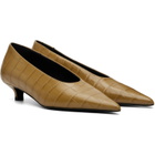 TOTEME Beige Sharp Croco-Embossed Kitten Heels