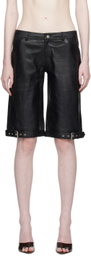 Miaou Black Clay Leather Shorts