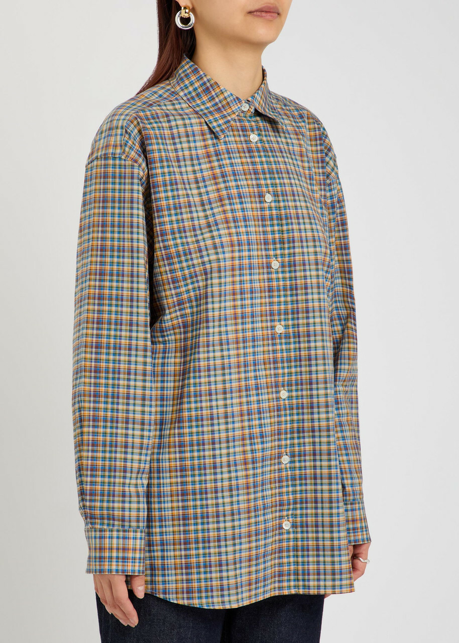 Toteme Checked Cotton-poplin Shirt Grey