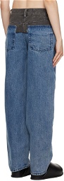 3.1 Phillip Lim Blue & Gray Slouchy Jeans