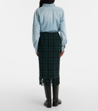 Polo Ralph Lauren Checked fringed wool-blend wrap skirt
