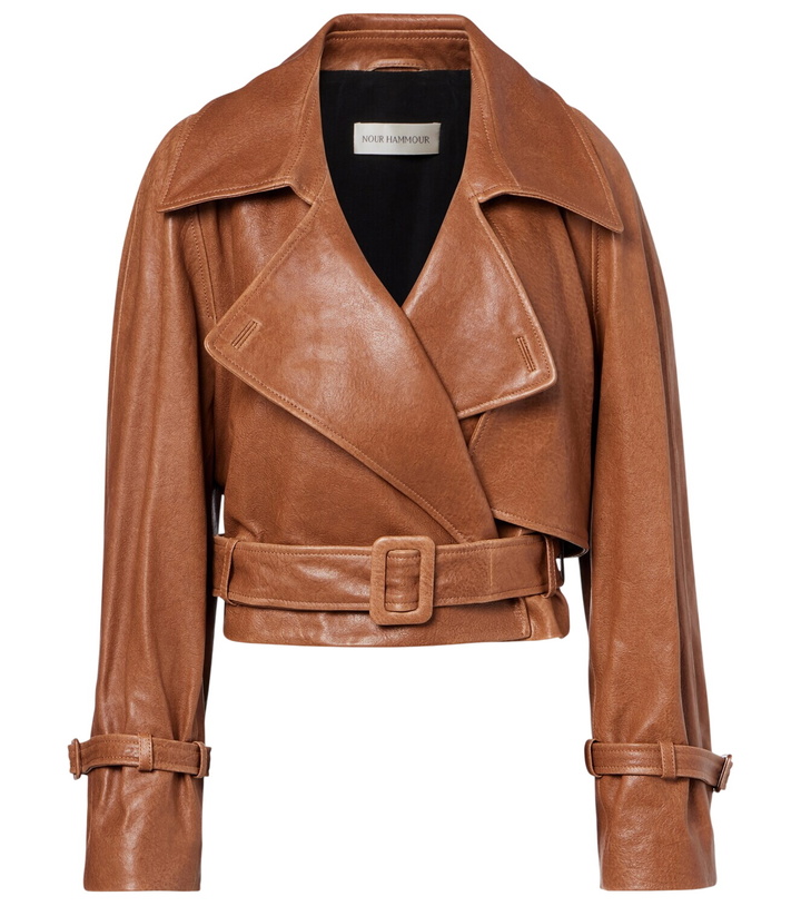 Photo: Nour Hammour Hatti cropped leather biker jacket