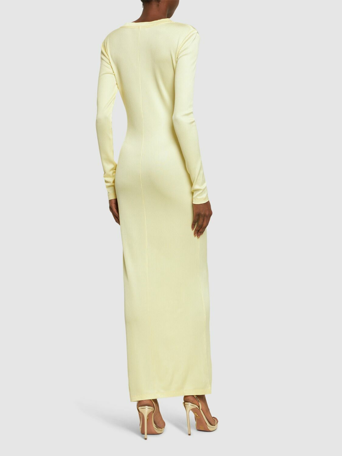 AREA - Viscose V Neck Long Dress W/ Star Stud AREA