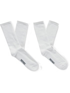 Hemen Biarritz - Two-Pack Logo-Intarsia Ribbed Organic Cotton-Blend Socks