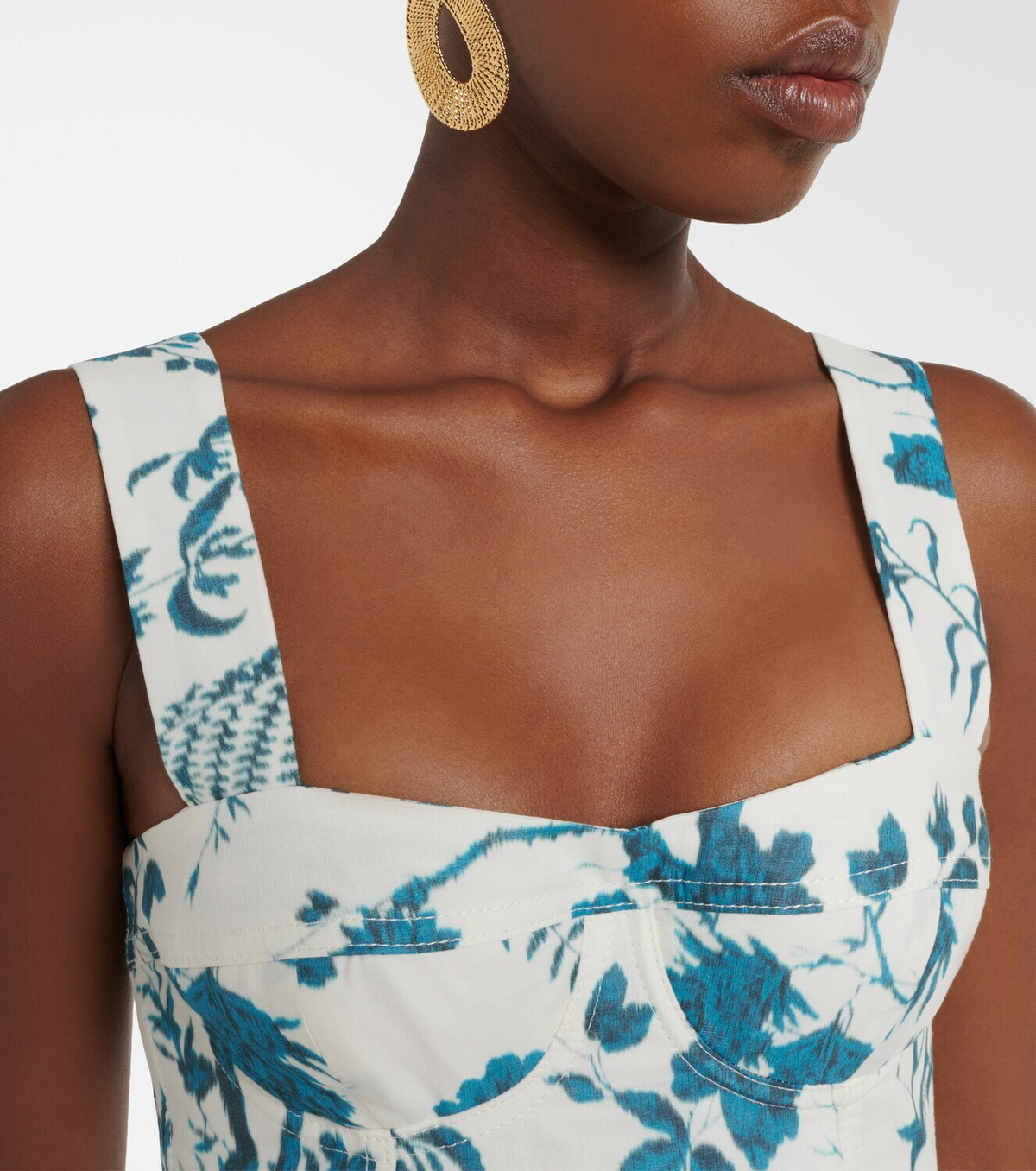 Erdem Floral cotton and linen crop top
