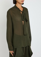 Alaïa Scarf Semi-sheer Chiffon Blouse Olive