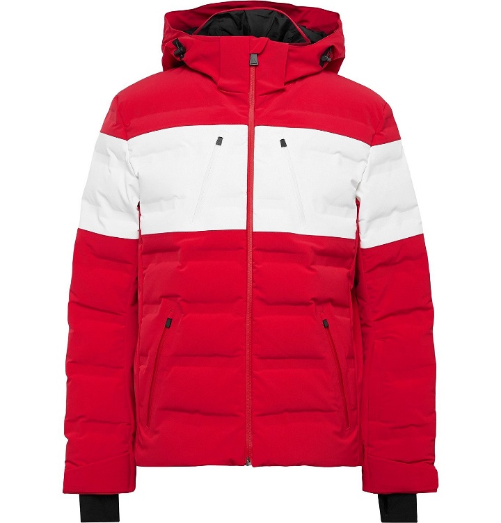 Photo: Aztech Mountain - Nuke Suit Hooded Striped Down Ski Jacket - Red