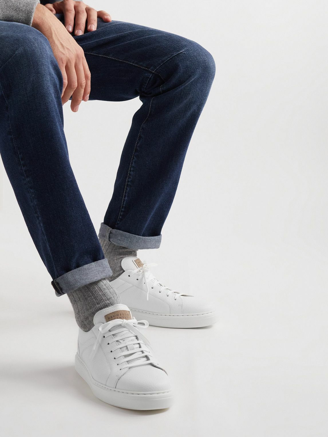 Brunello Cucinelli - Suede-Trimmed Full-Grain Leather